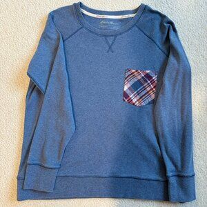 Eddie Bauer blue, plaid pocket sweatshirt in PL